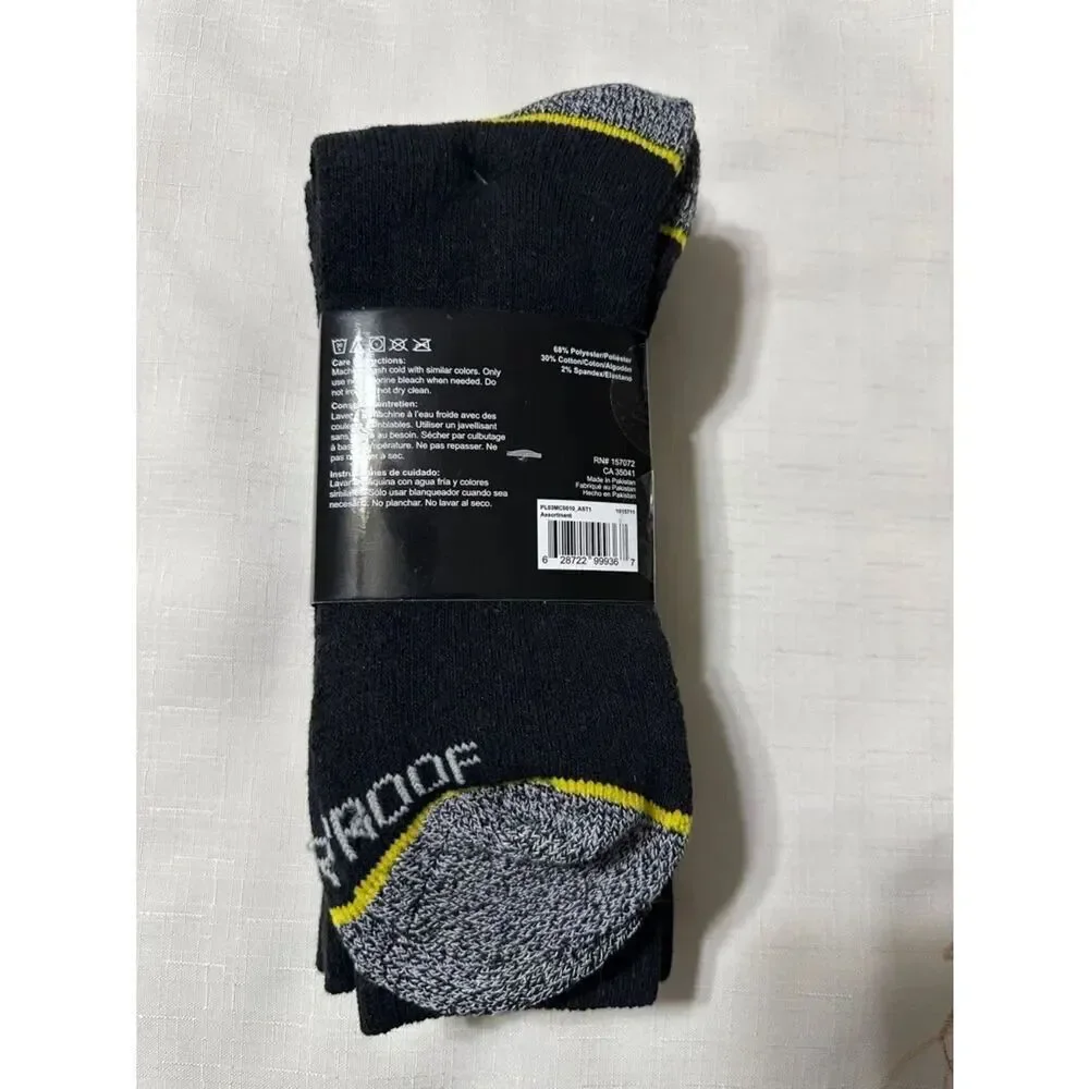 WEARPROOF Black Heather White Yellow Stripe Cotton Blend Work Socks 3 pack
